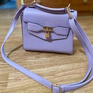 Purple and gold crossbody purse